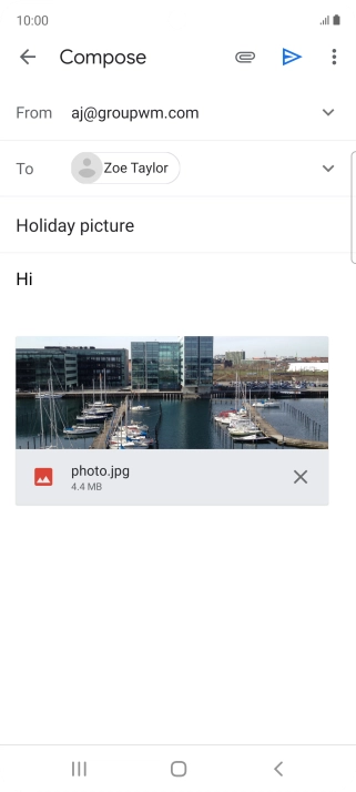 Press the send icon when you've finished your email message.