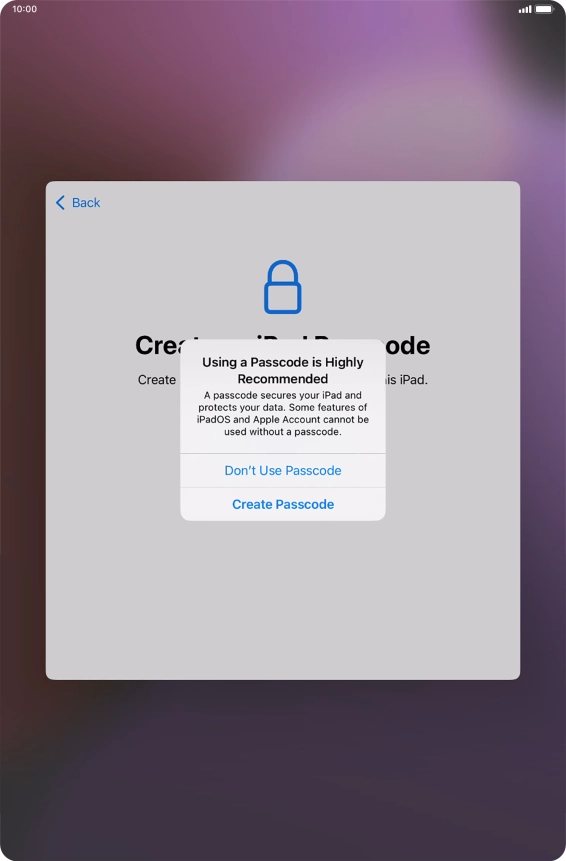 If you turn off the function, press Don't Use Passcode.