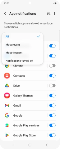 Press the required setting.