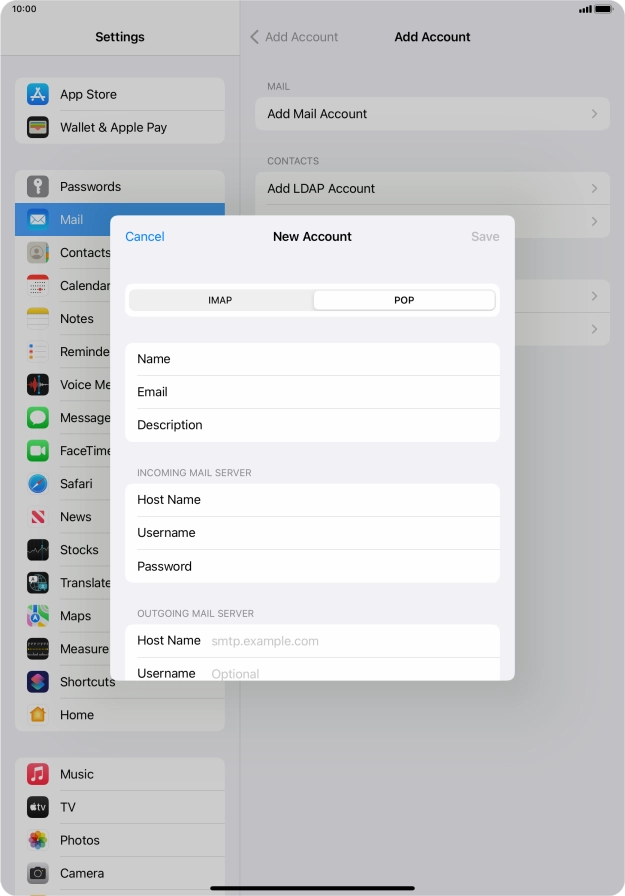 Press Host Name and key in the name or IP address of your email provider's outgoing server. Please note that if you can't send email messages when using your email provider's outgoing server, key in smtp.vodafone.net.au (Vodafone's outgoing server).