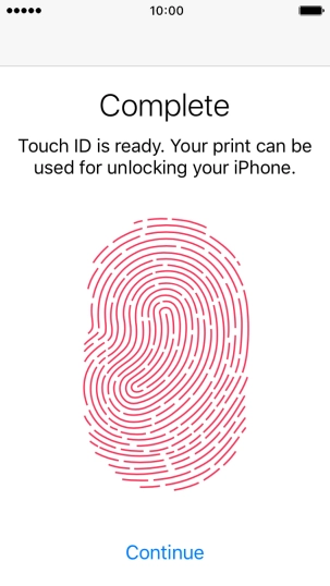 Press Continue. If you haven't previously selected a phone lock code, key in a code of your own choice twice.