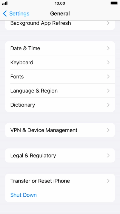 Press Transfer or Reset iPhone.
