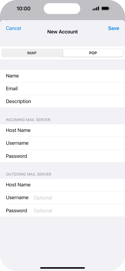 Press Username and key in the username for your email account. Please note that if you're using Vodafone's outgoing server, leave the username field empty.