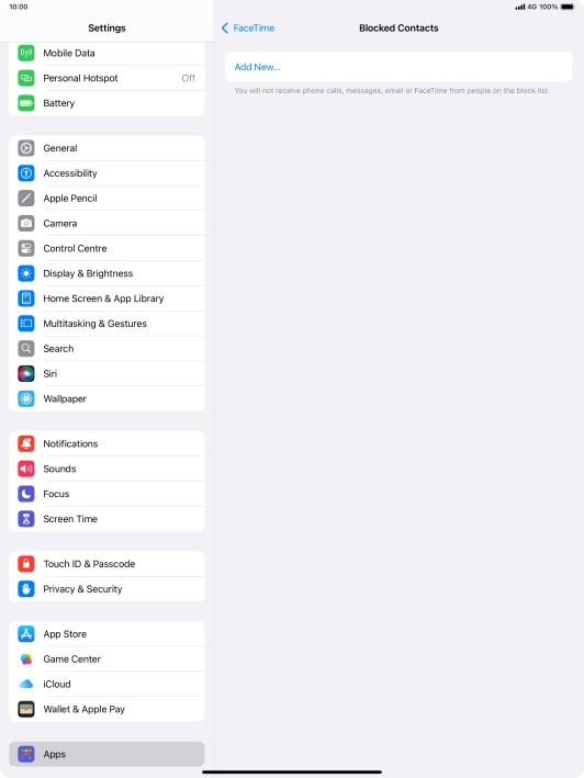 Press Add New... and follow the instructions on the screen to block a contact.