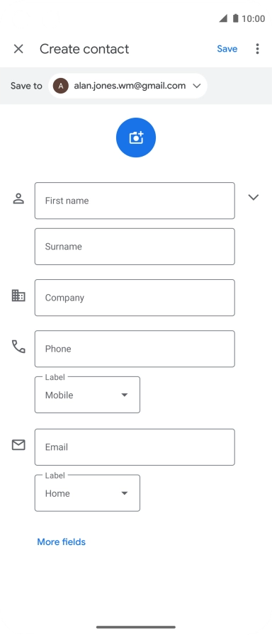 Press First name and key in the first name.