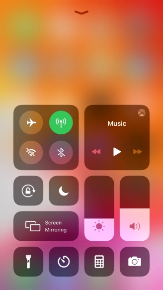 Press the required function to open an application or turn the function on or off.