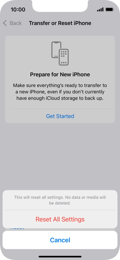 Press Reset All Settings.