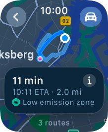 Turn the Digital Crown to see the suggested routes.