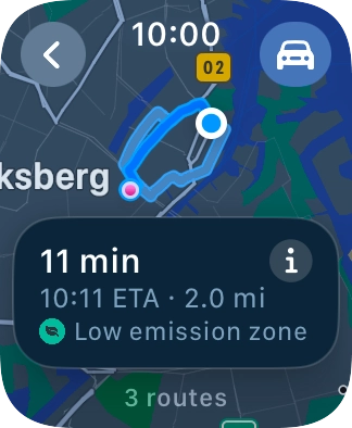 Turn the Digital Crown to see the suggested routes.