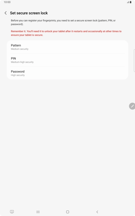 Press the required lock code and follow the instructions on the screen to create an additional lock code.