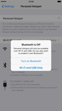Press WiFi and USB Only. An internet connection from your computer via your phone is automatically established.