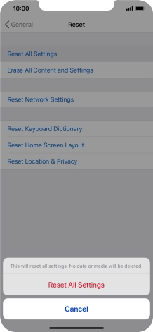 Press Reset All Settings.