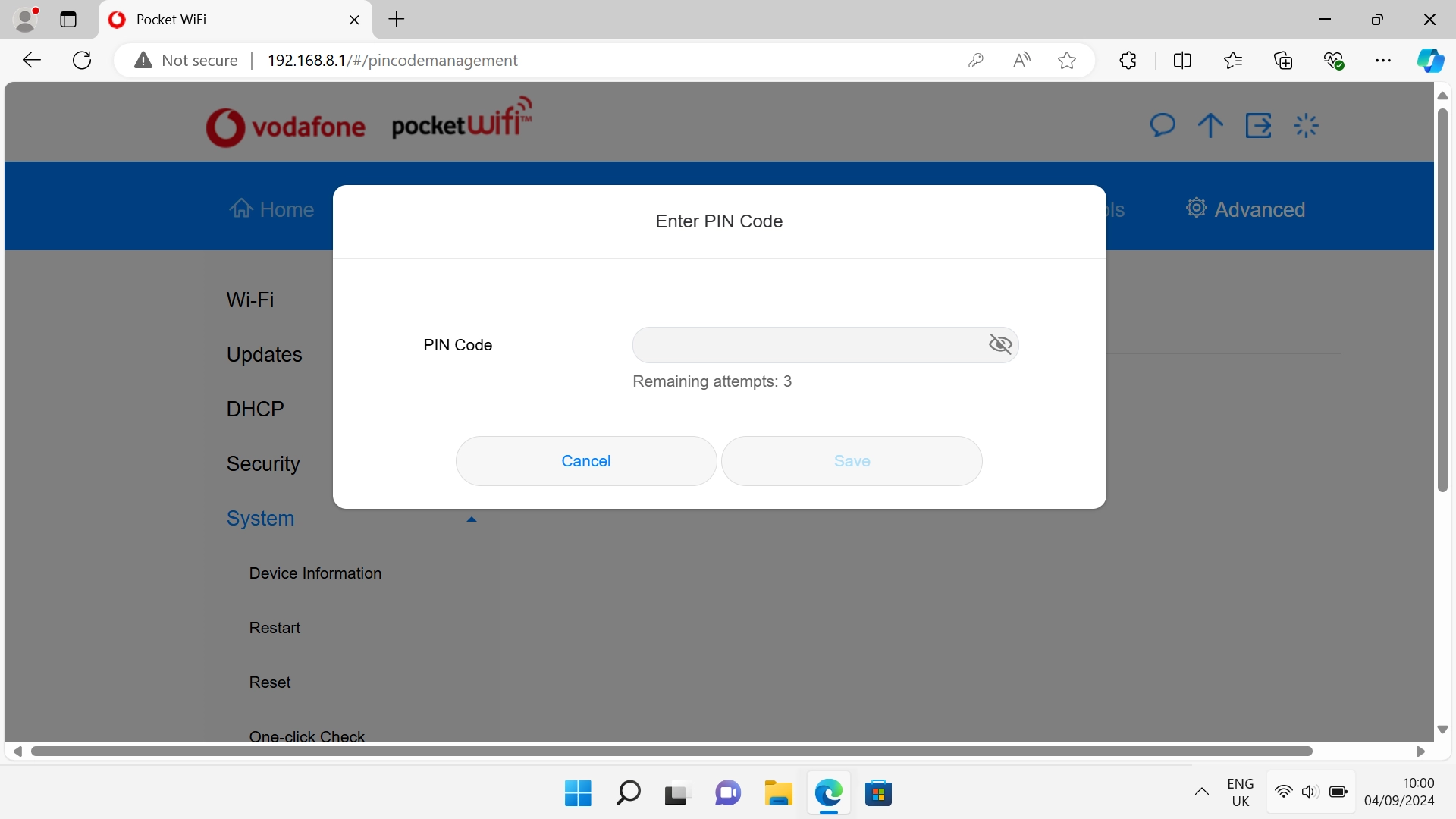 Click the field next to 