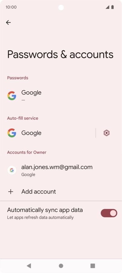 Press the required account.