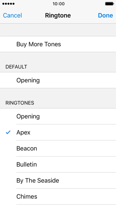 Once you've found a ring tone you like, press Done.