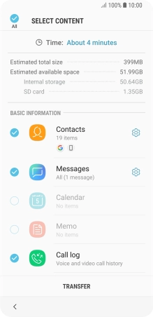 Press the required data types.