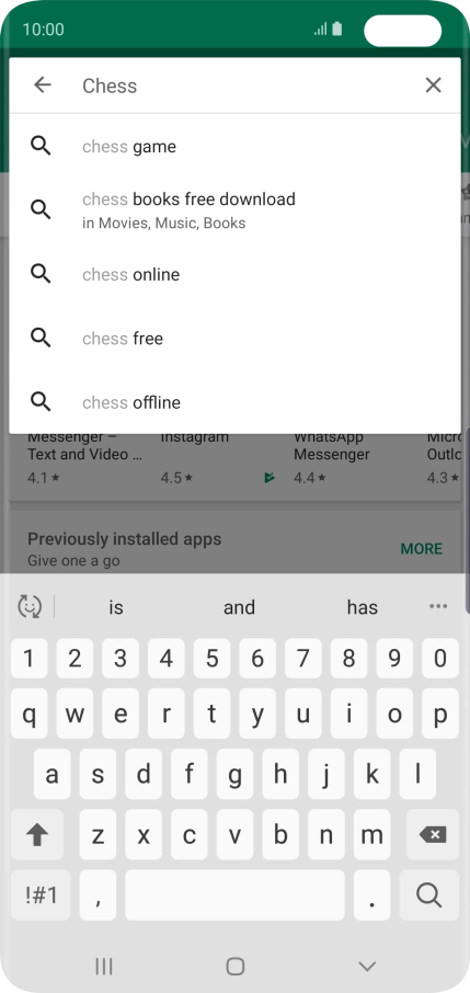 Key in the name or subject of the required app and press the search icon.