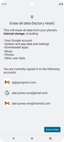 Press Erase all data.