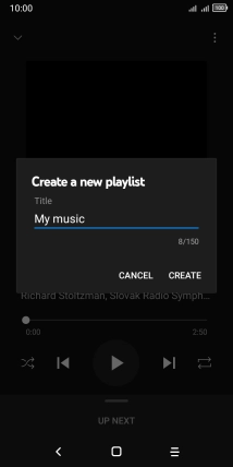 Key in a name for the playlist and press CREATE.