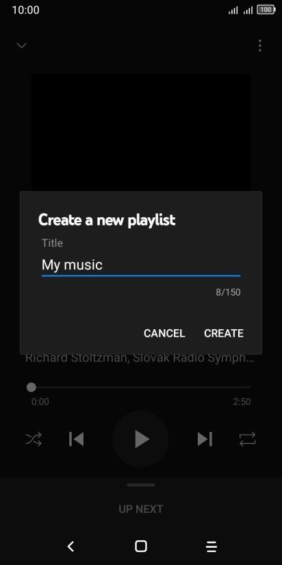 Key in a name for the playlist and press CREATE.
