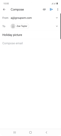 Press the text input field and write the text for your email message.