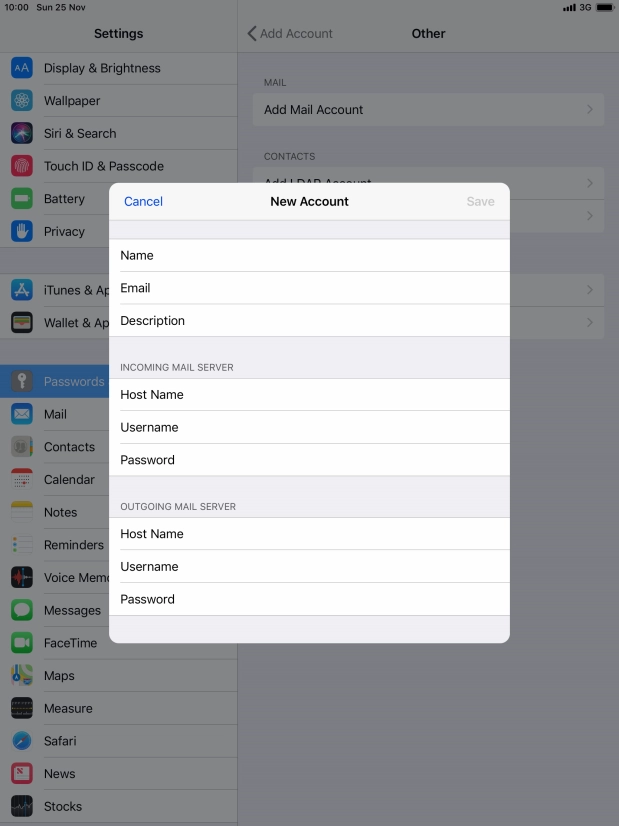 Press Host Name and key in the name or IP address of your email provider's outgoing server. Please note that if you can't send email messages when using your email provider's outgoing server, key in smtp.vodafone.net.au (Vodafone's outgoing server).