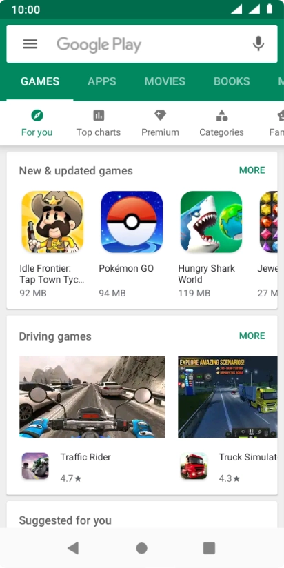 Slide your finger right starting from the left side of the screen.