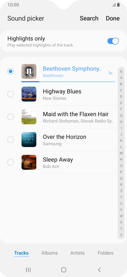 Once you've found a ring tone you like, press Done.