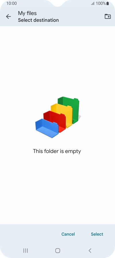 To create a new folder, press the new folder icon and follow the instructions on the screen to create a new folder.