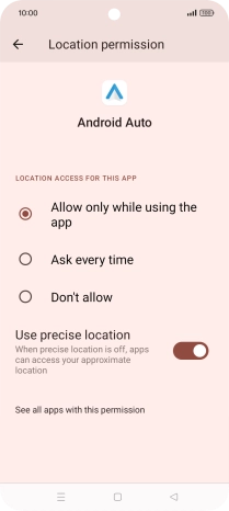 Press the required setting.