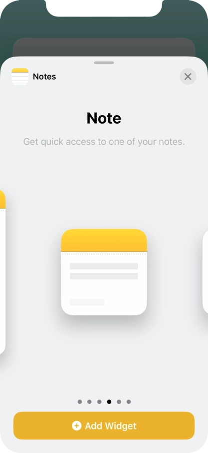 Slide your finger right or left on the screen to select the required widget size.