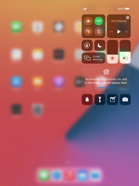 Press the required function to open an application or turn the function on or off.