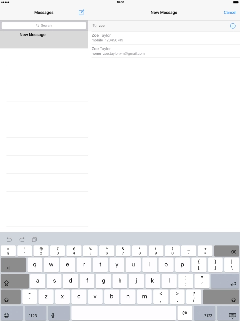 Press the required contact.