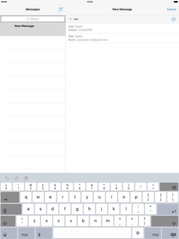 Press the required contact.