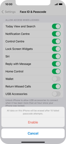 If you turn on the function, press Enable.