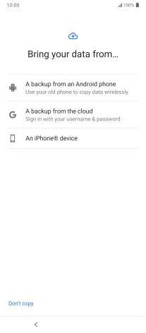 Press the required setting and follow the instructions on the screen to transfer the content from another phone.
