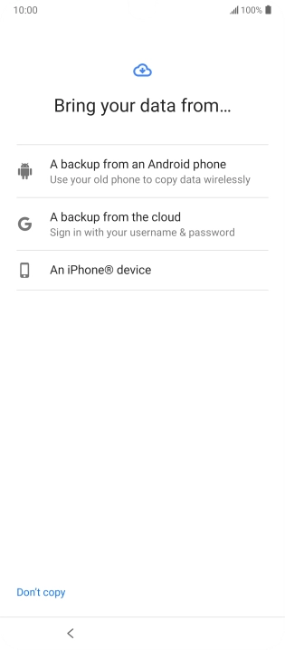 Press the required setting and follow the instructions on the screen to transfer the content from another phone.