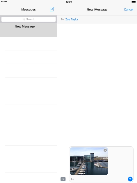 Press the send icon when you've finished your iMessage.