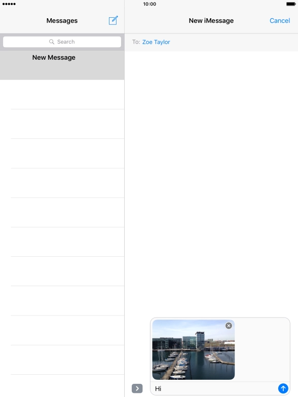 Press the send icon when you've finished your iMessage.