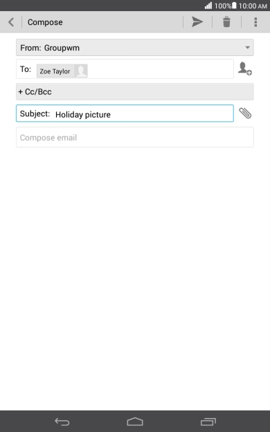 Press the text input field and write the text for your email message.