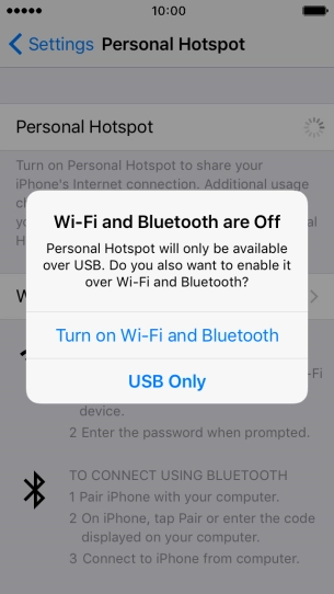 Press Turn on Wi-Fi and Bluetooth.