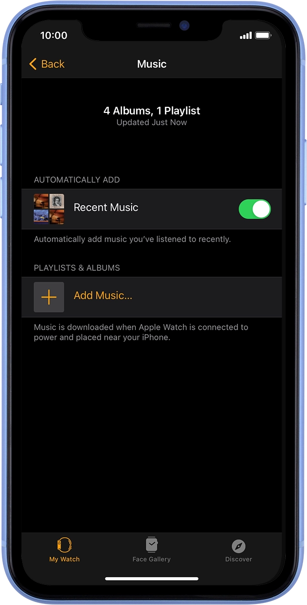 On your phone: Press Add Music... and go to the required playlist or album.