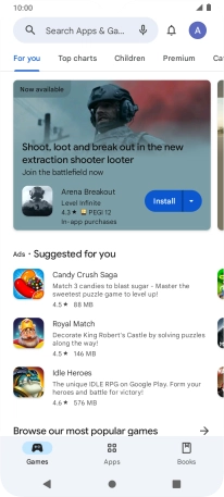 Press the search field.