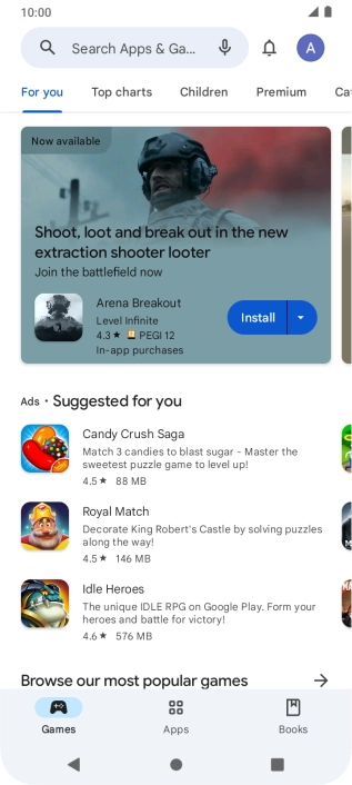 Press the search field.