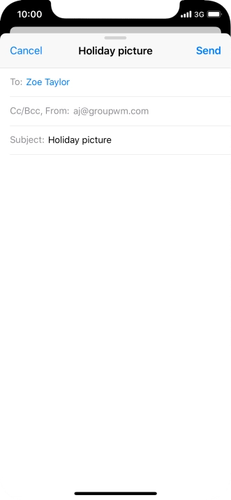 Press the text input field and write the text for your email message.