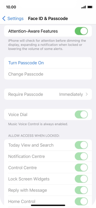 Press Turn Passcode On and key in a phone lock code of your own choice twice.