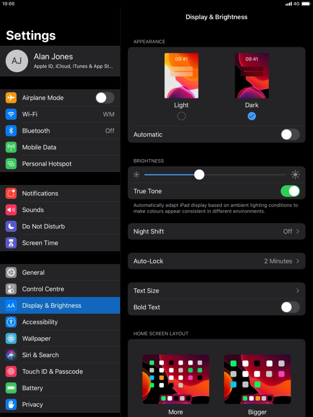 Press the indicator next to 