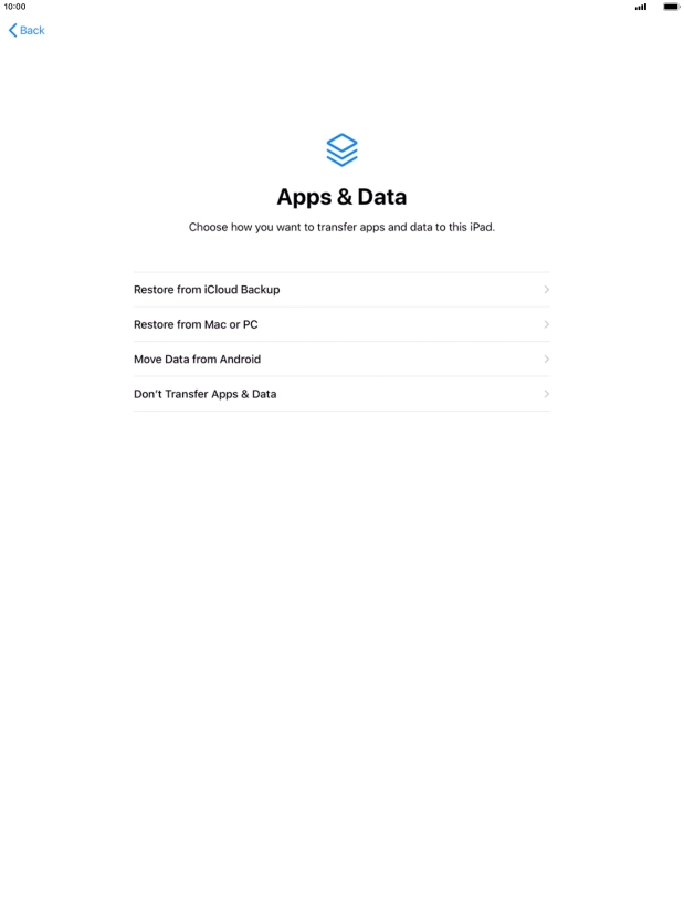 Press Don't Transfer Apps & Data and follow the instructions on the screen to finish the activation.