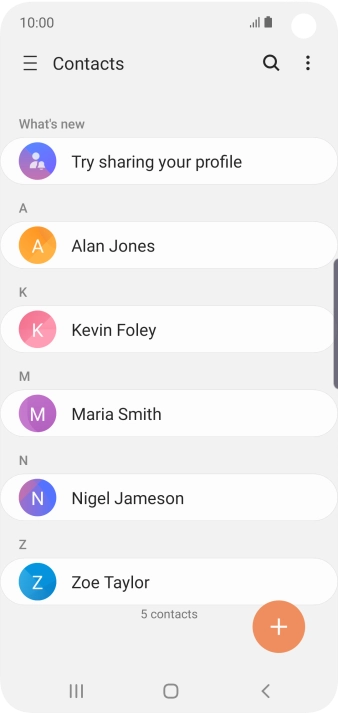 Press the required contact.