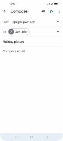 Press the text input field and write the text for your email message.